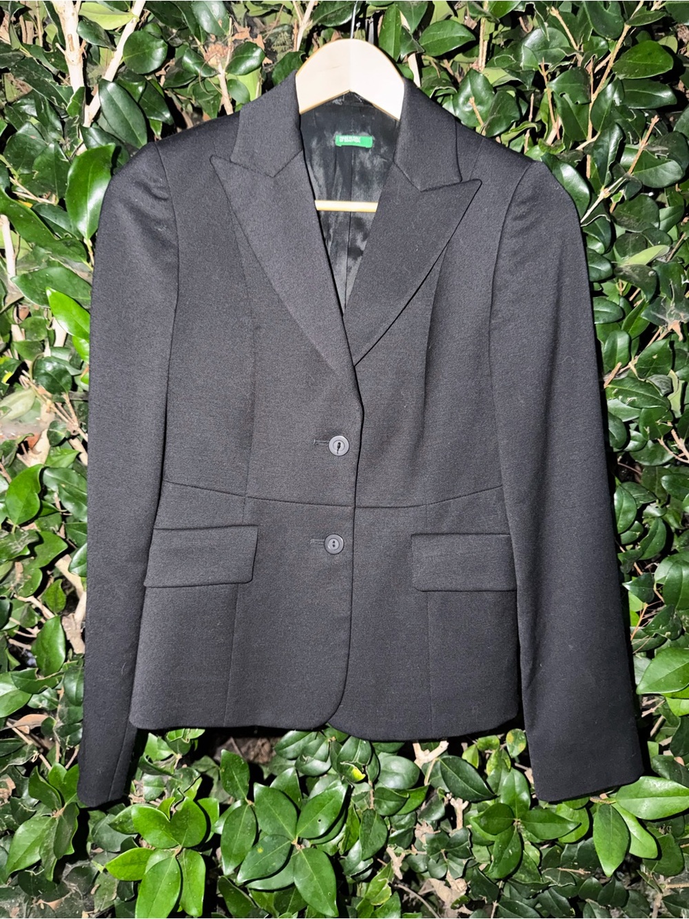 United Colors Of Benetton Black Women's Tailored Blazer with Flap Pockets